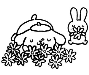 Tô màu Pompompurin và Hoa
