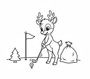 Tô màu Rudolph Đánh Golf