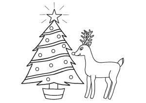Tô màu Rudolph Với Cây Thông Noel