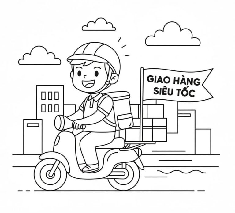 Tô màu Shipper Giao Hàng Siêu Tốc