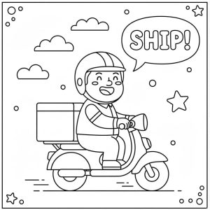 Tô màu Shipper Hoạt Hình Vui Vẻ