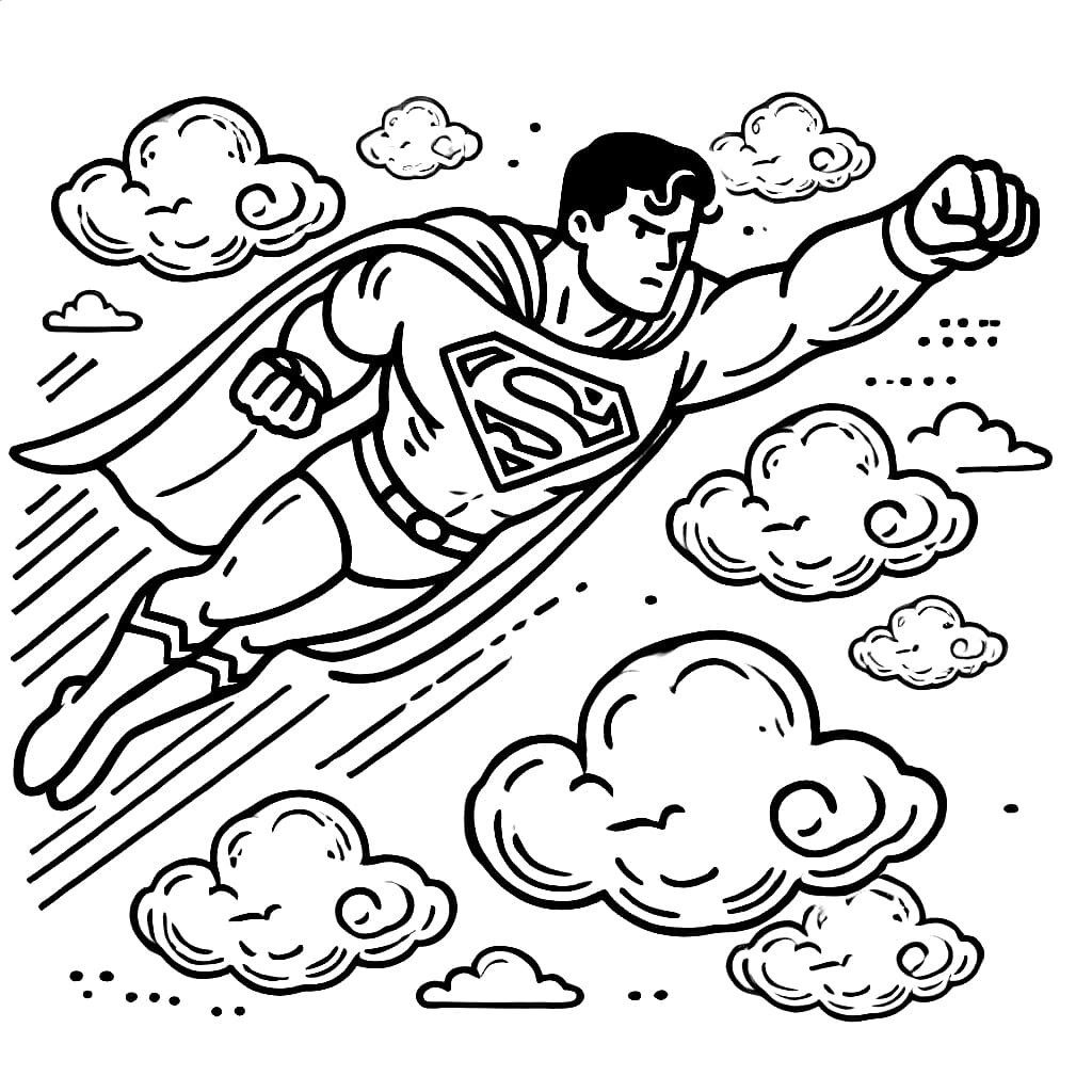 Tô màu Siêu Nhân Superman Đang Bay