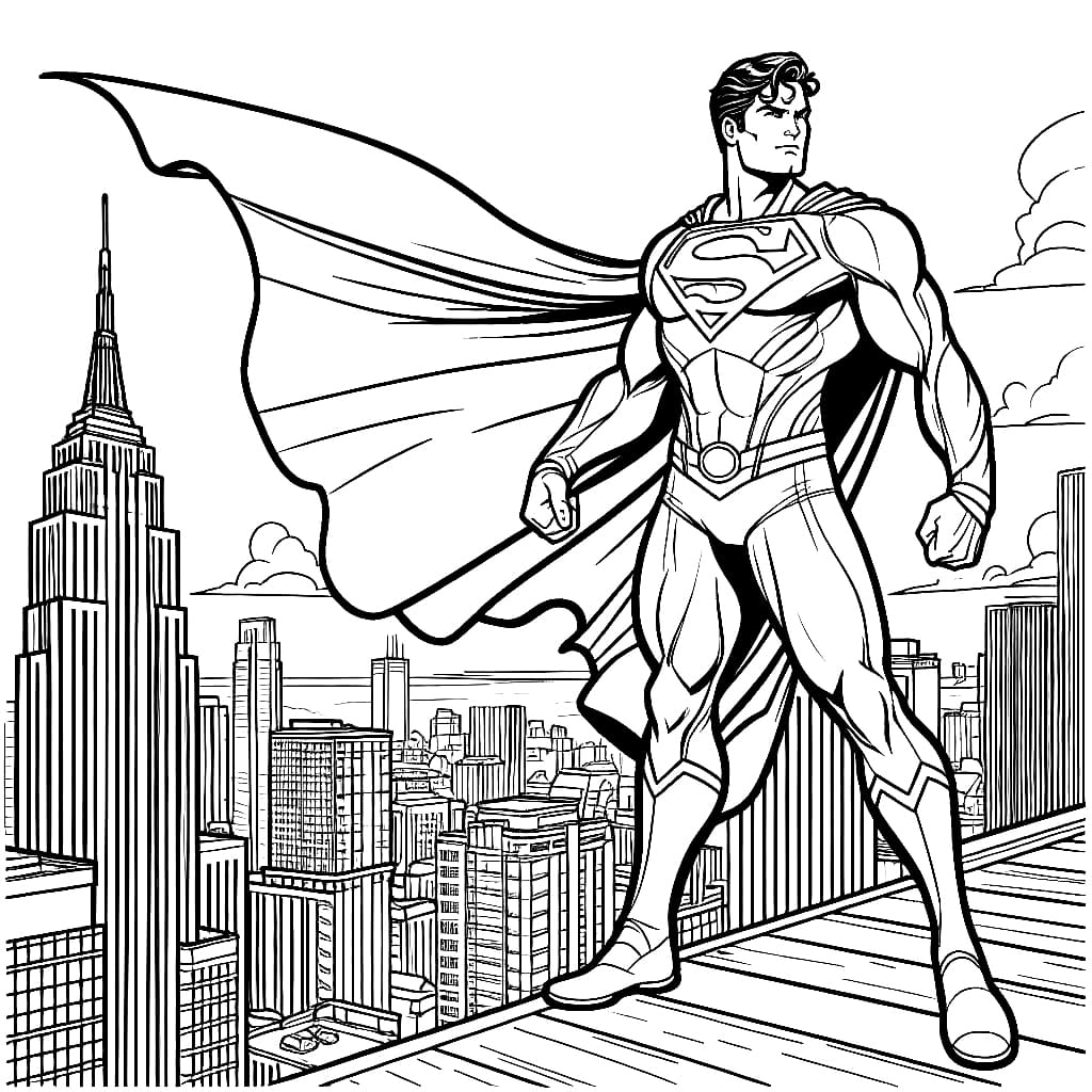 Tô màu Superman Đứng Trên Cao