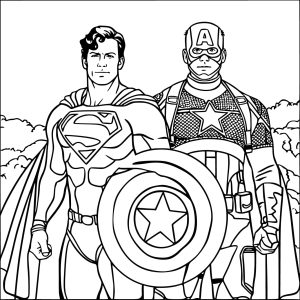 Tô màu Superman Với Đội Trưởng Mỹ
