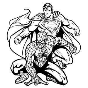Tô màu Superman Với Spiderman