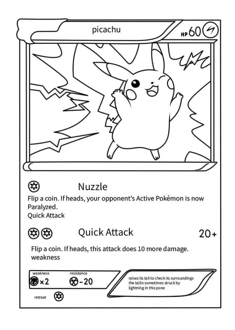 Tô màu Thẻ Pikachu Pokemon