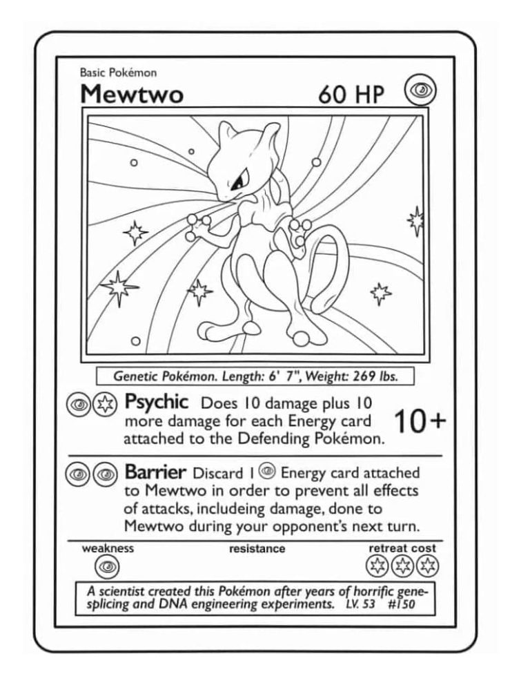 Tô màu Thẻ Pokemon Mewtwo