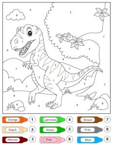Tô Màu Theo Số Khủng Long T-rex Đáng Yêu