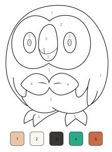 Tô Màu Theo Số Pokemon Rowlet