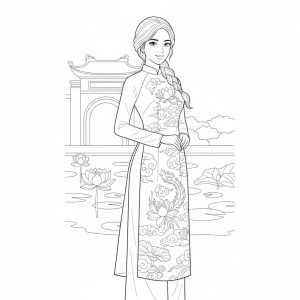 Tô màu Thiếu Nữ Mặc Áo Dài