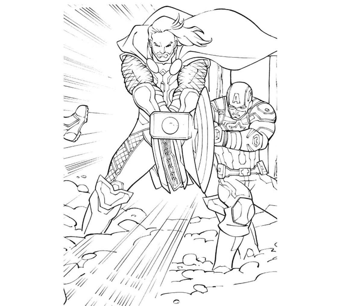 Tô màu Thor Và Đội Trưởng Mỹ