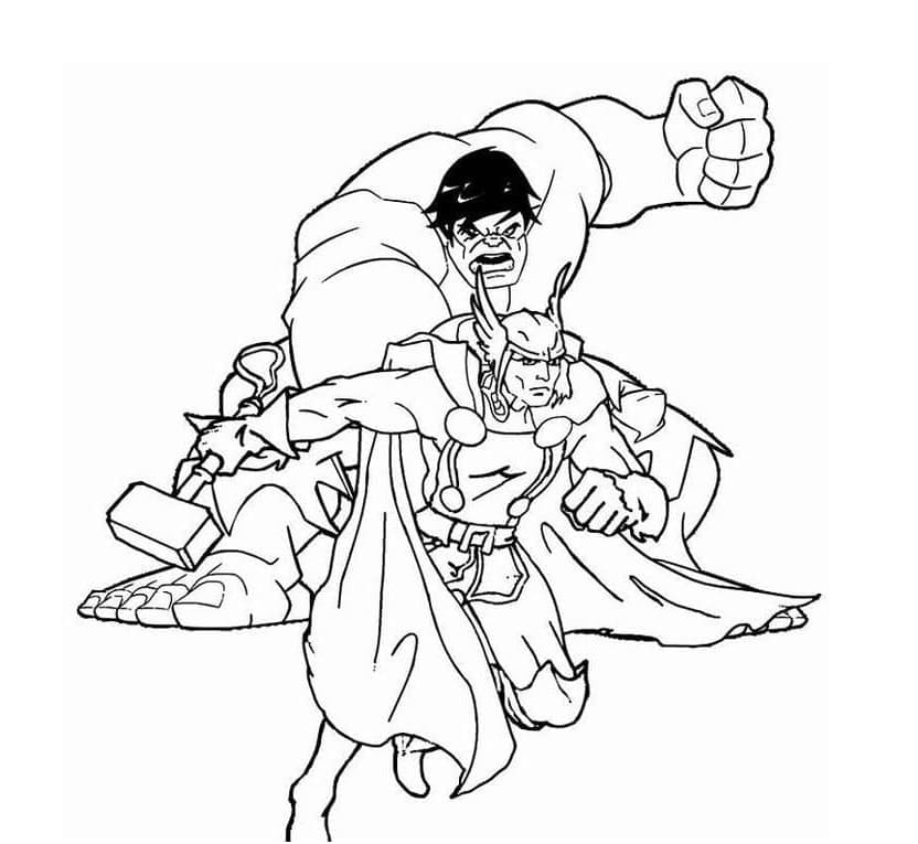Tô màu Thor Và Hulk
