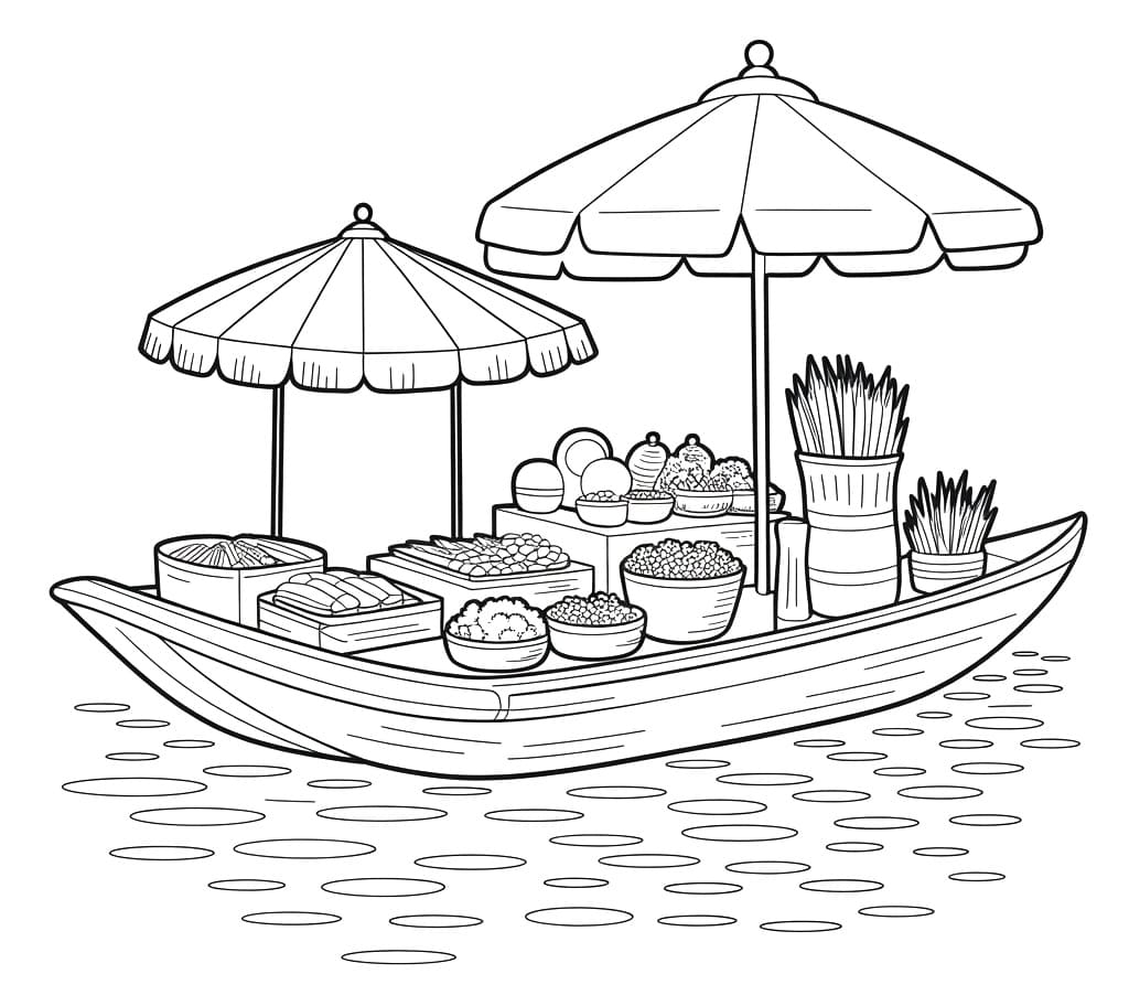 Tô màu Thuyền Trên Chợ Nổi