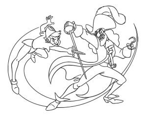 Tô màu Thuyền Trưởng Hook Chiến Đấu Với Peter Pan