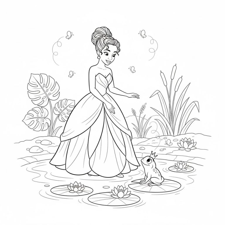 Tô màu Tiana Và Hoàng Tử Ếch