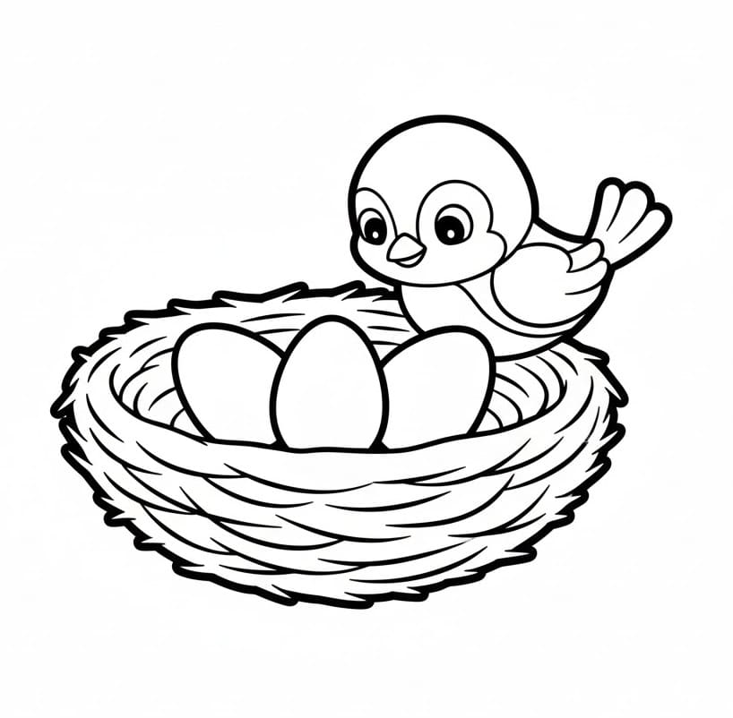 Tô màu Tổ Chim Cute