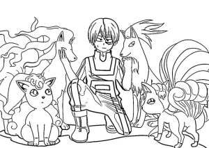 Tô màu Todoroki Shoto và Pokemon