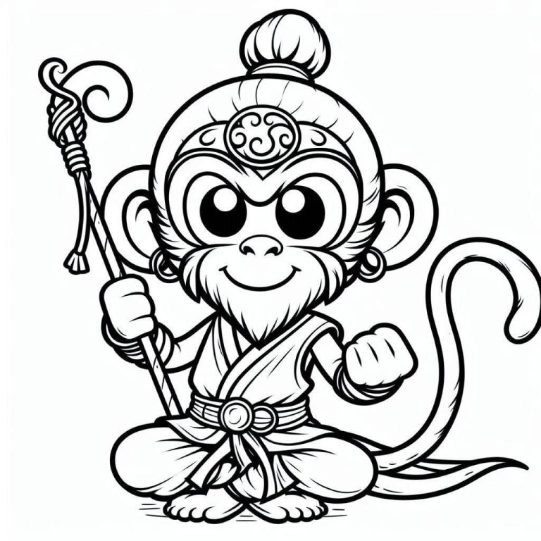 Tô màu Tôn Ngộ Không Mỉm Cười
