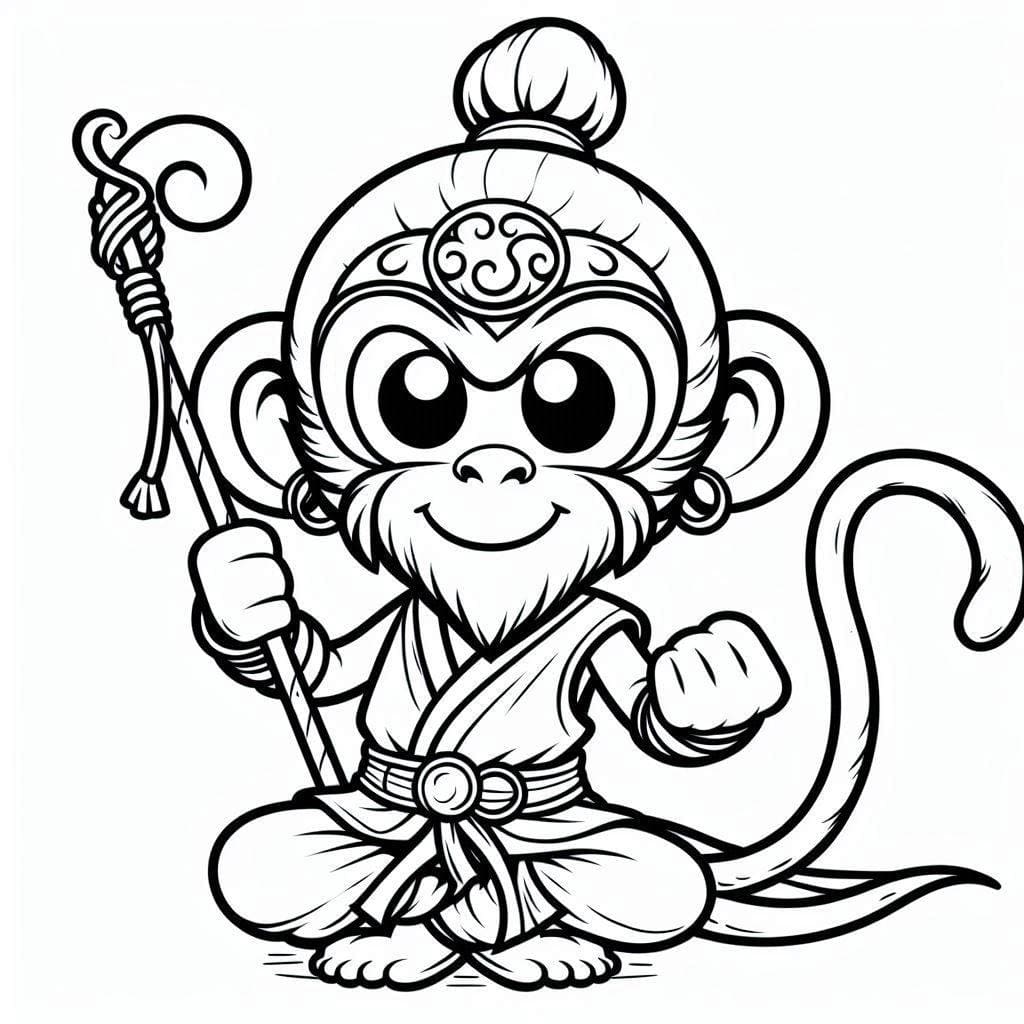 Tô màu Tôn Ngộ Không Mỉm Cười