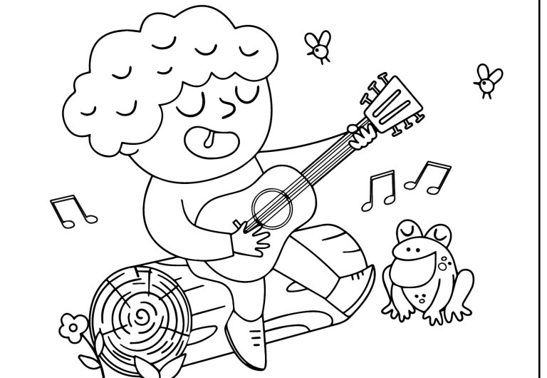 Tô màu Trẻ Em Chơi Đàn Guitar