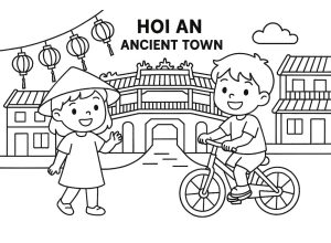 Tô màu Trẻ Em Tham Quan Phố Cổ Hội An
