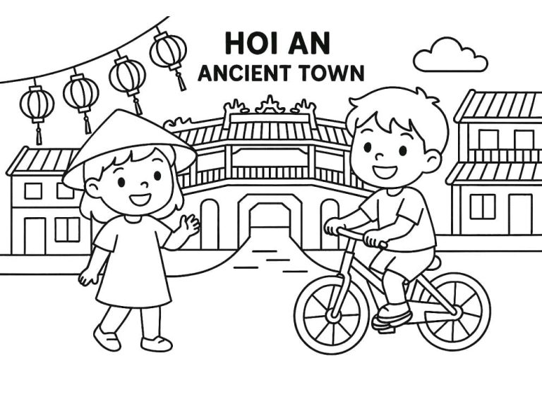 Tô màu Trẻ Em Tham Quan Phố Cổ Hội An