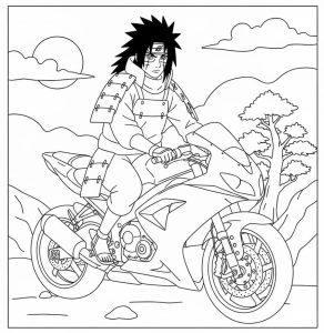 Tô màu Uchiha Madara Đi Xe Máy