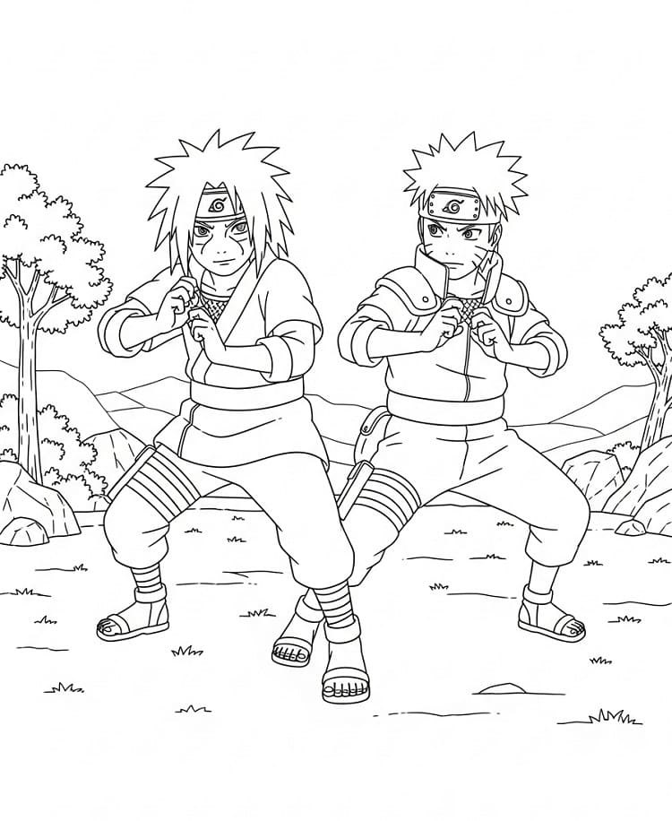 Tô màu Uchiha Madara và Naruto