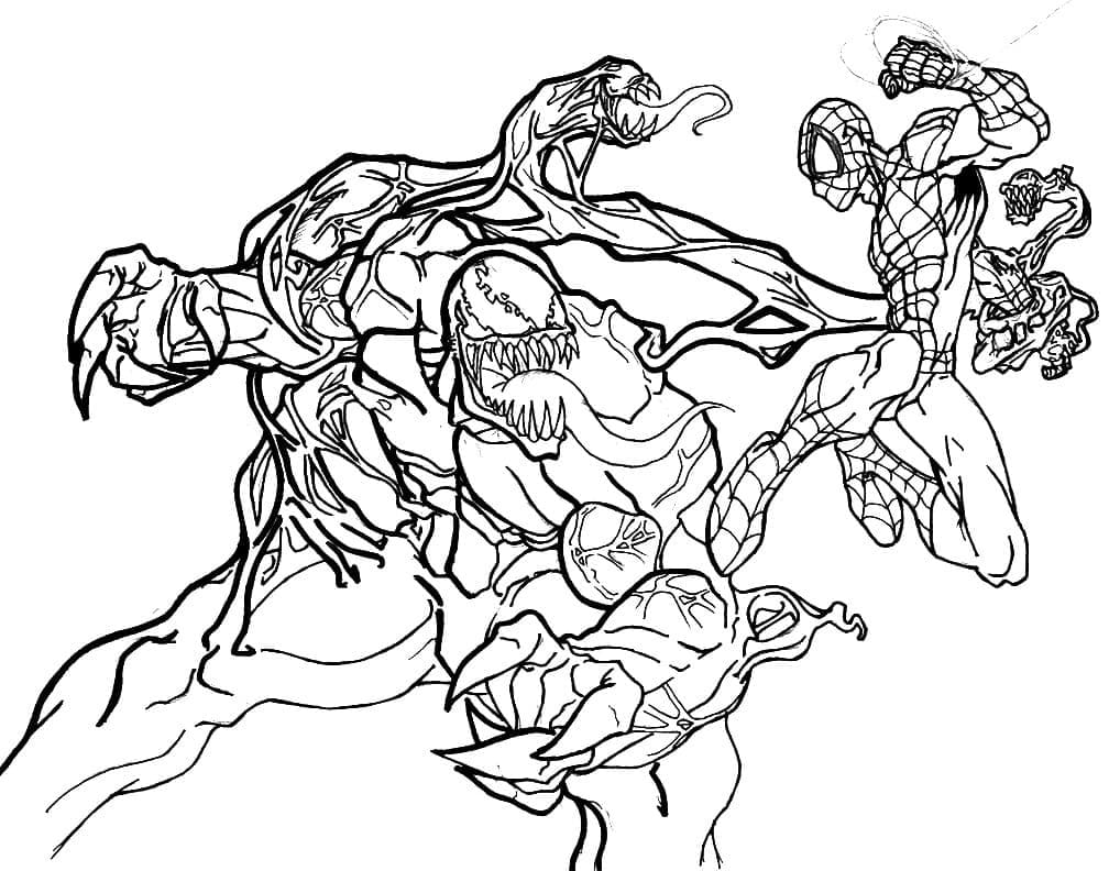 Tô màu Venom vs Người Nhện