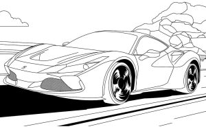 Tô màu Xe Ô Tô Ferrari Trên Đường