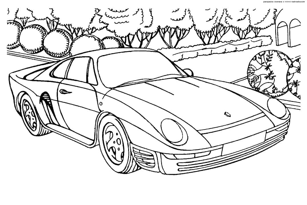 Tô màu Xe Porsche Trên Đường