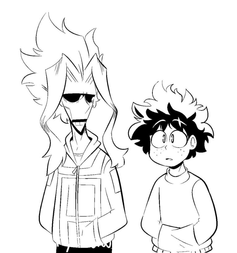 Tô màu All Might và Midoriya