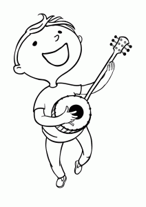 Tô màu cậu bé chơi đàn banjo