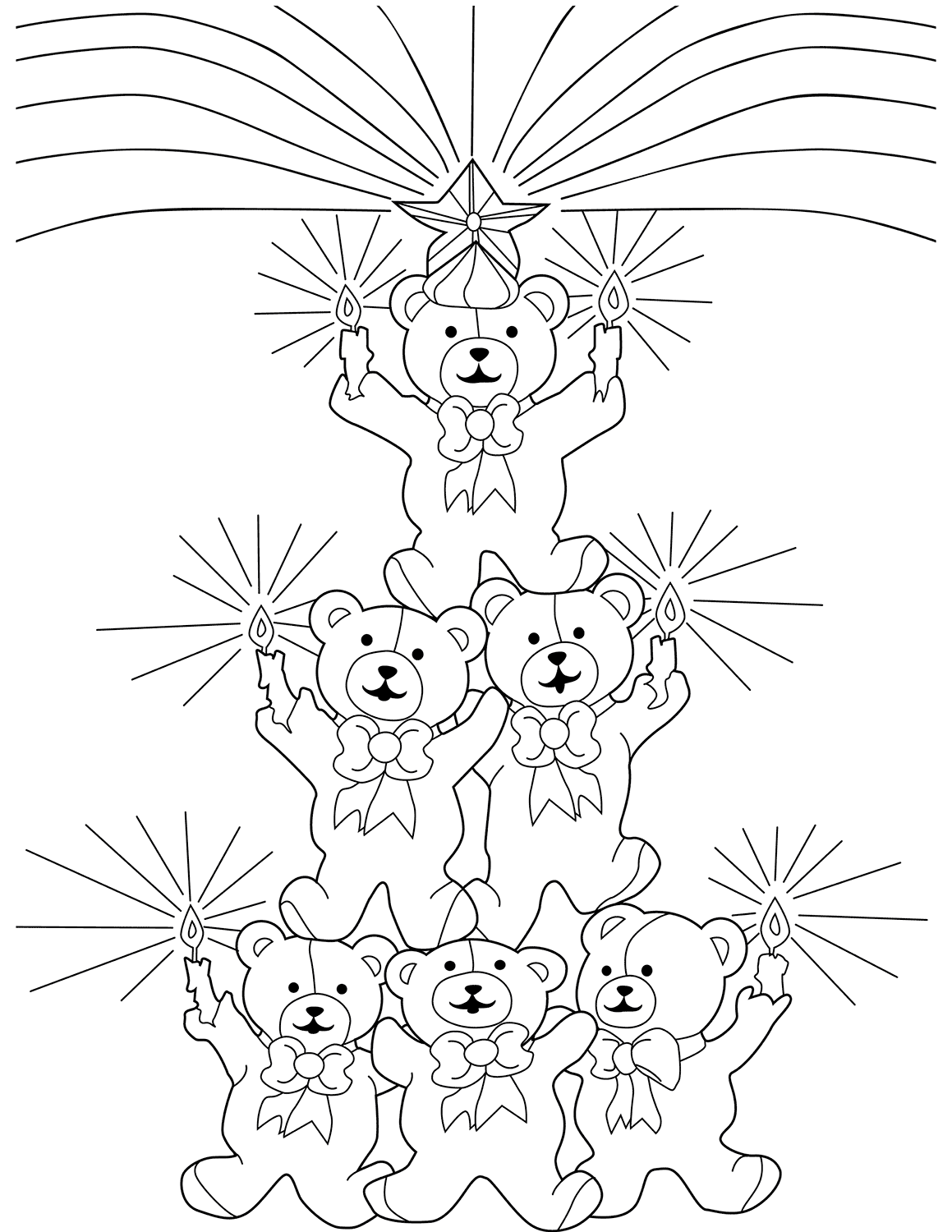 Tô màu cây thông gấu teddy