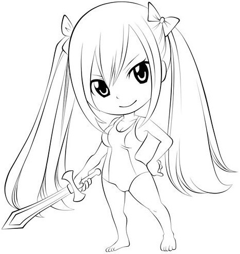 Tô màu chibi erza scarlet