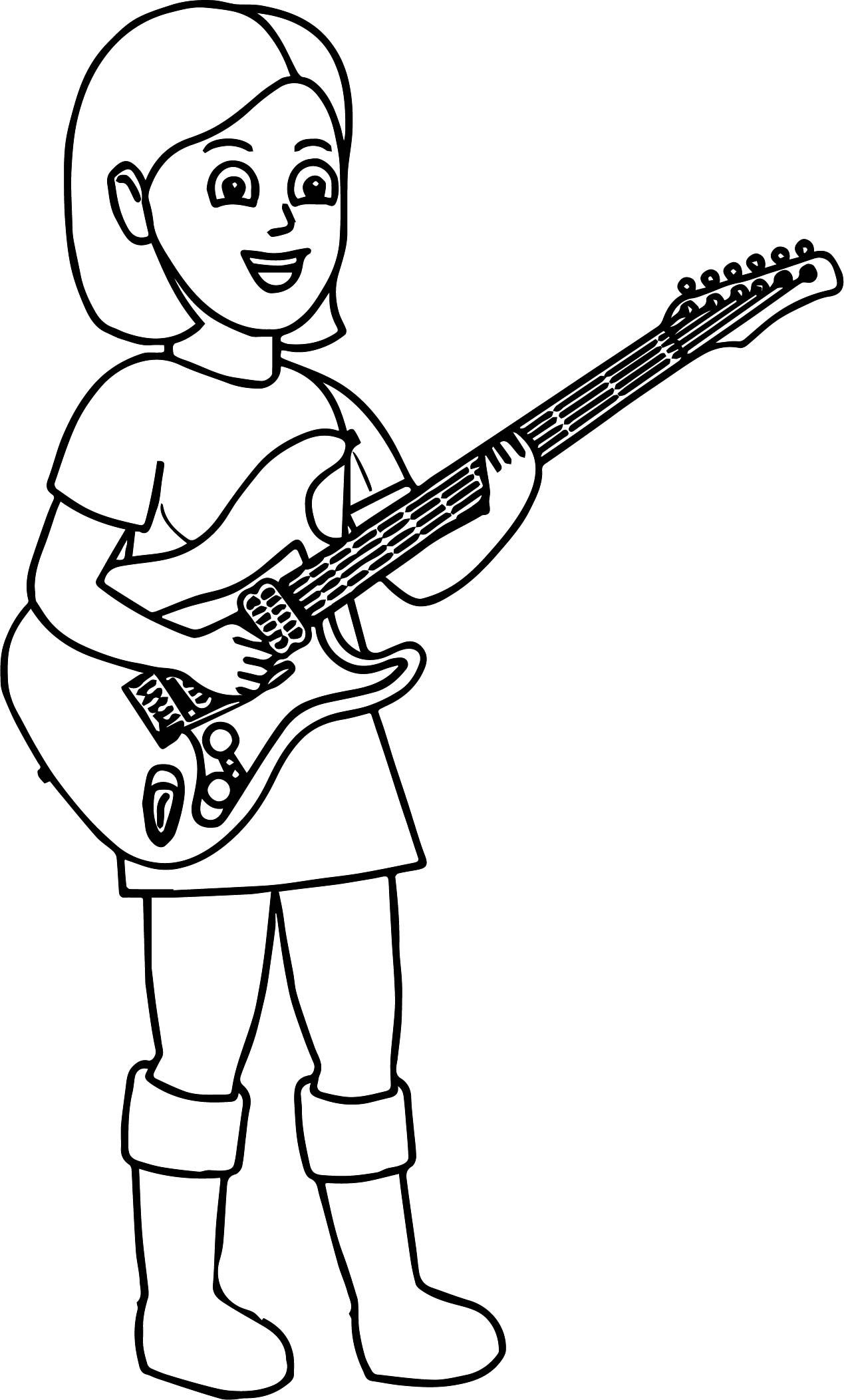 Tô màu cô gái đánh đàn guitar