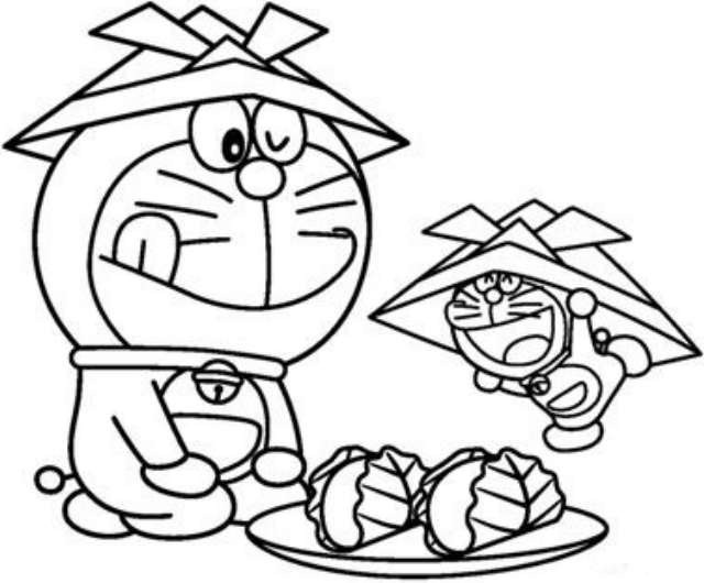 Tô màu doraemon chuẩn bị ăn