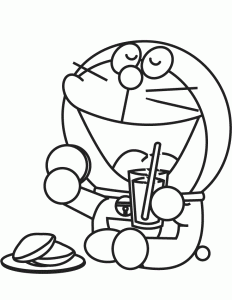 Tô màu doraemon đang ăn