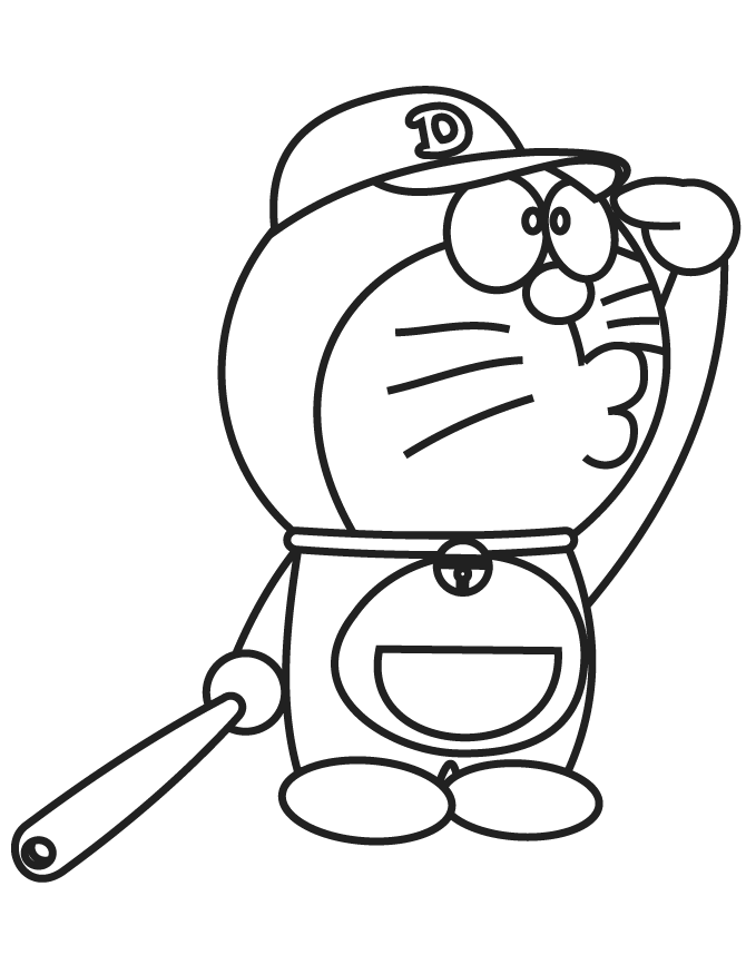 Tô màu doraemon đánh bóng chày