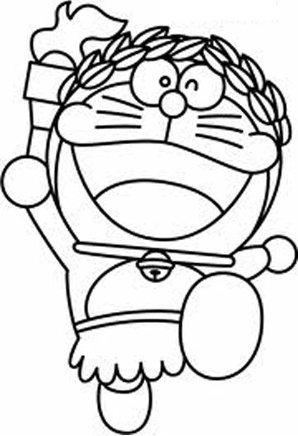 Tô màu doraemon đeo vòng nguyệt quế