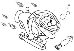 Tô màu doraemon đi lặn