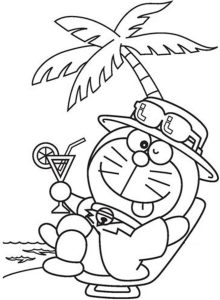 Tô màu doraemon ở bãi biển