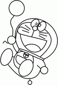 Tô màu doraemon với quả bóng bay