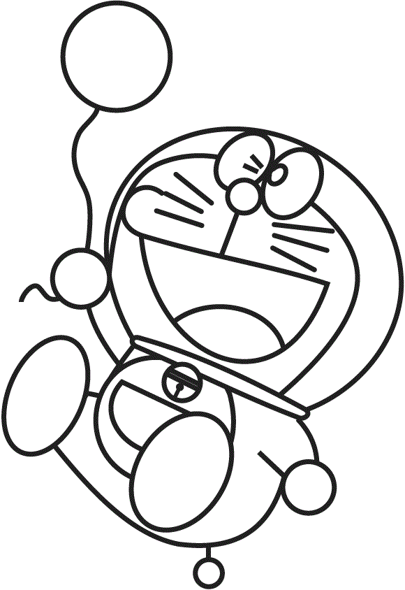 Tô màu doraemon với quả bóng bay