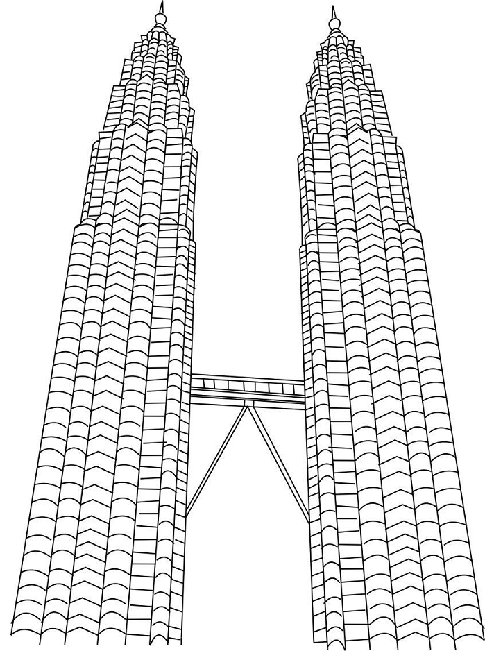 Tô màu tháp đôi petronas ở malaysia