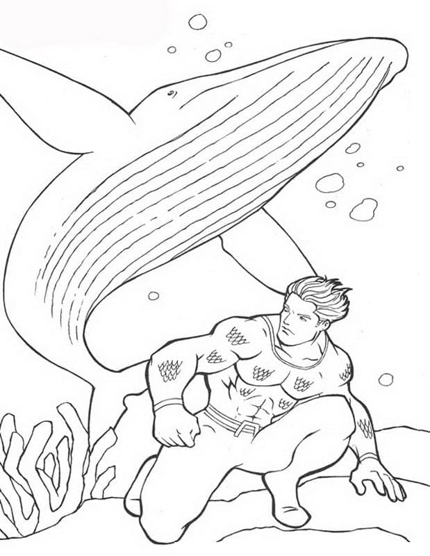 Tô màu Aquaman Và Cá Voi