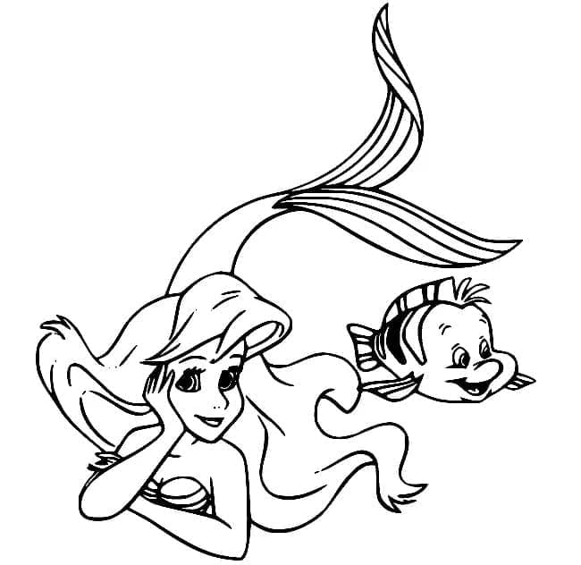 Tô màu Ariel Và Flounder