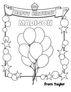 Tô màu Bóng Bay Happy Birthday