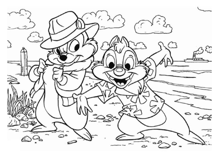 Tô màu Chip và Dale Trên Bãi Biển