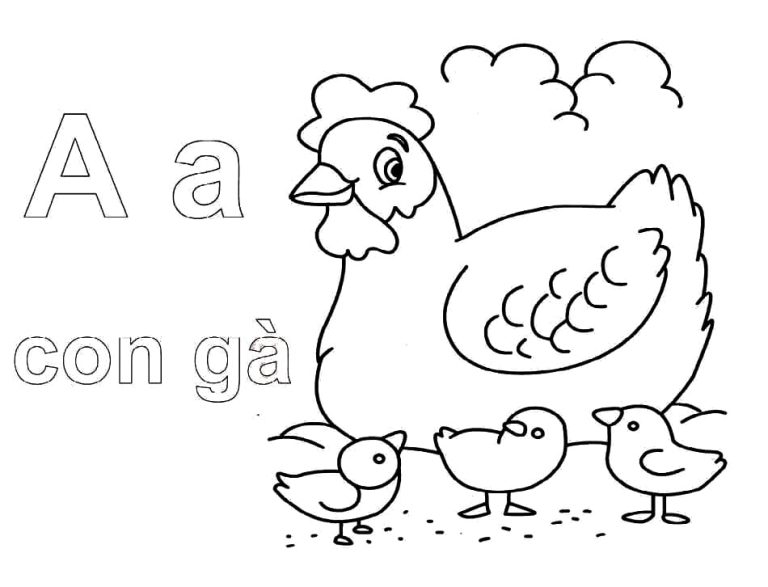 Tô màu Chữ A Con Gà